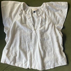 White Linen Puff sleeve v neck tee shirt | XXL | Universal Thread